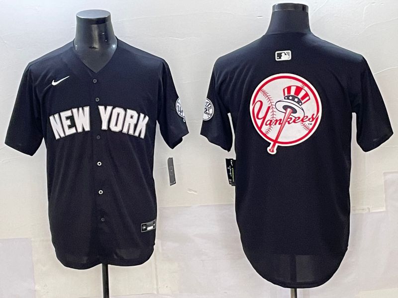 Men 2025 New York Yankees Blank Black Nike MLB Jersey style 0035